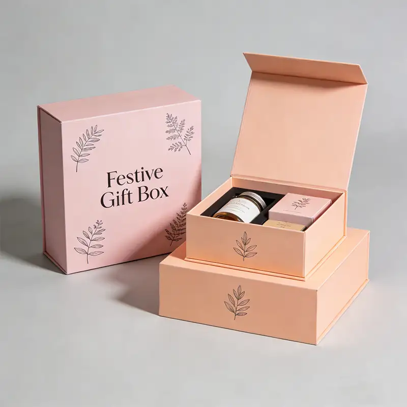 علبة هدايا فاخرة من الورق المقوى المموج القابل لإعادة التدوير مع صندوق كرتوني فارغ قابل للتخصيص وخدمة توصيل إضافية 1