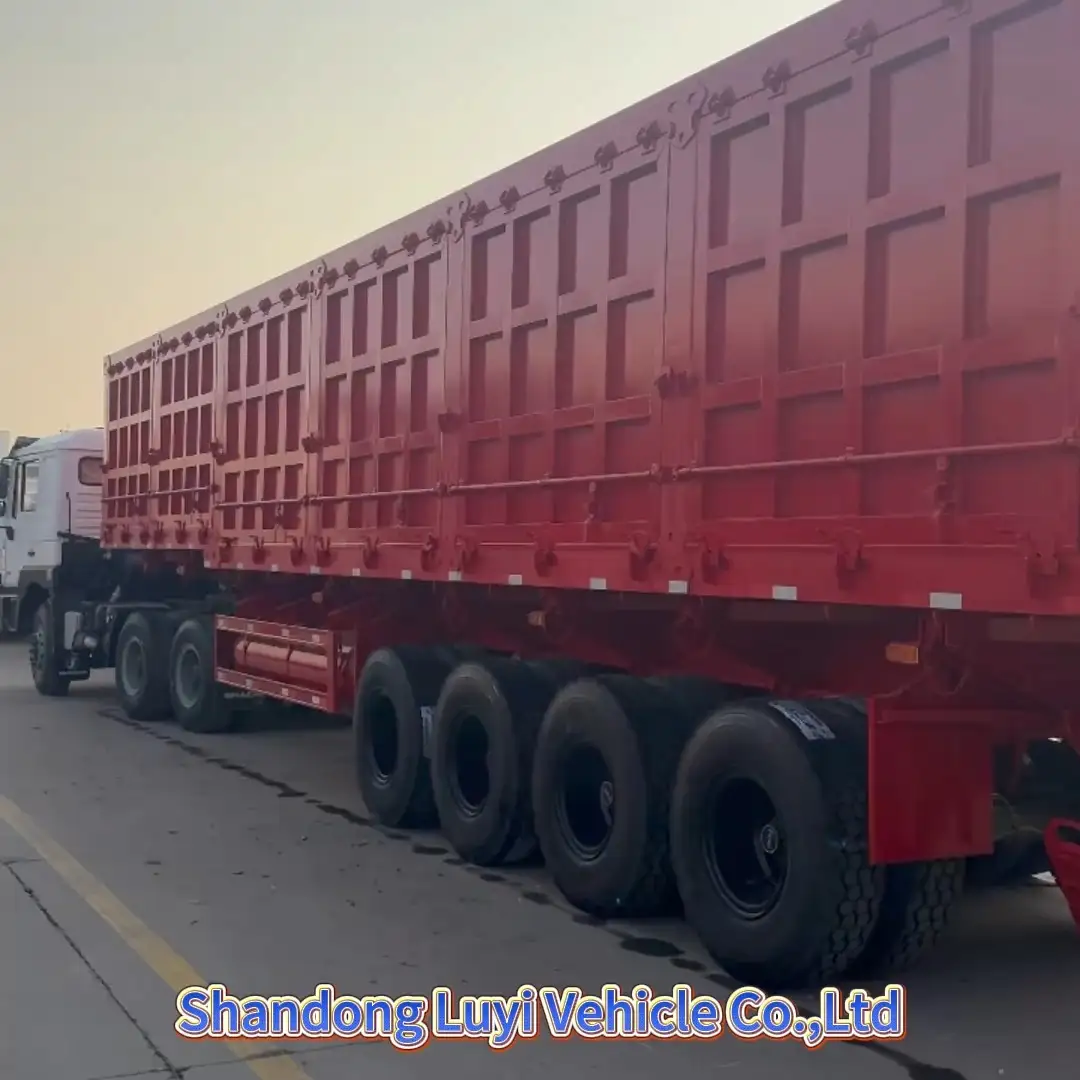 مقطورة نصف مقطورة قلابة جانبية ذات 4 محاور: مصممة خصيصًا لاستخراج البوكسيت الغيني 1