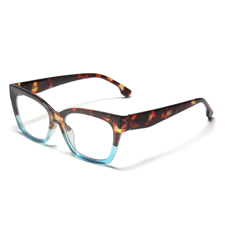 B77016 Gafas de ojo de gato gruesas y llamativas - Multiestampado (carey/floral) para destacar. Gafas con bloqueo de luz azul. 1