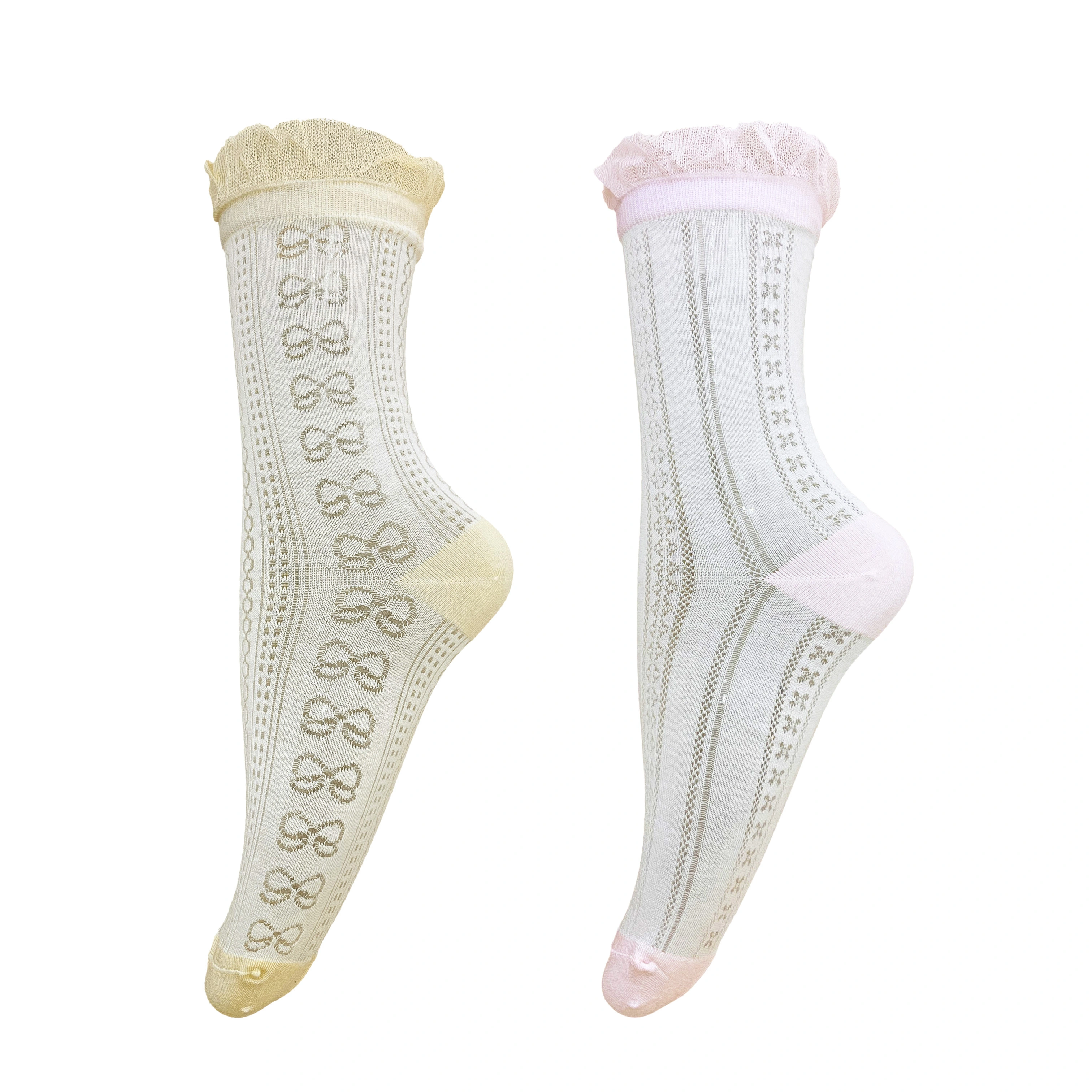 Custom Women's Summer Crew Socks with Bows Knitted Breathable Mulberry Silk Super Thin Daily Use HY-W-112 1