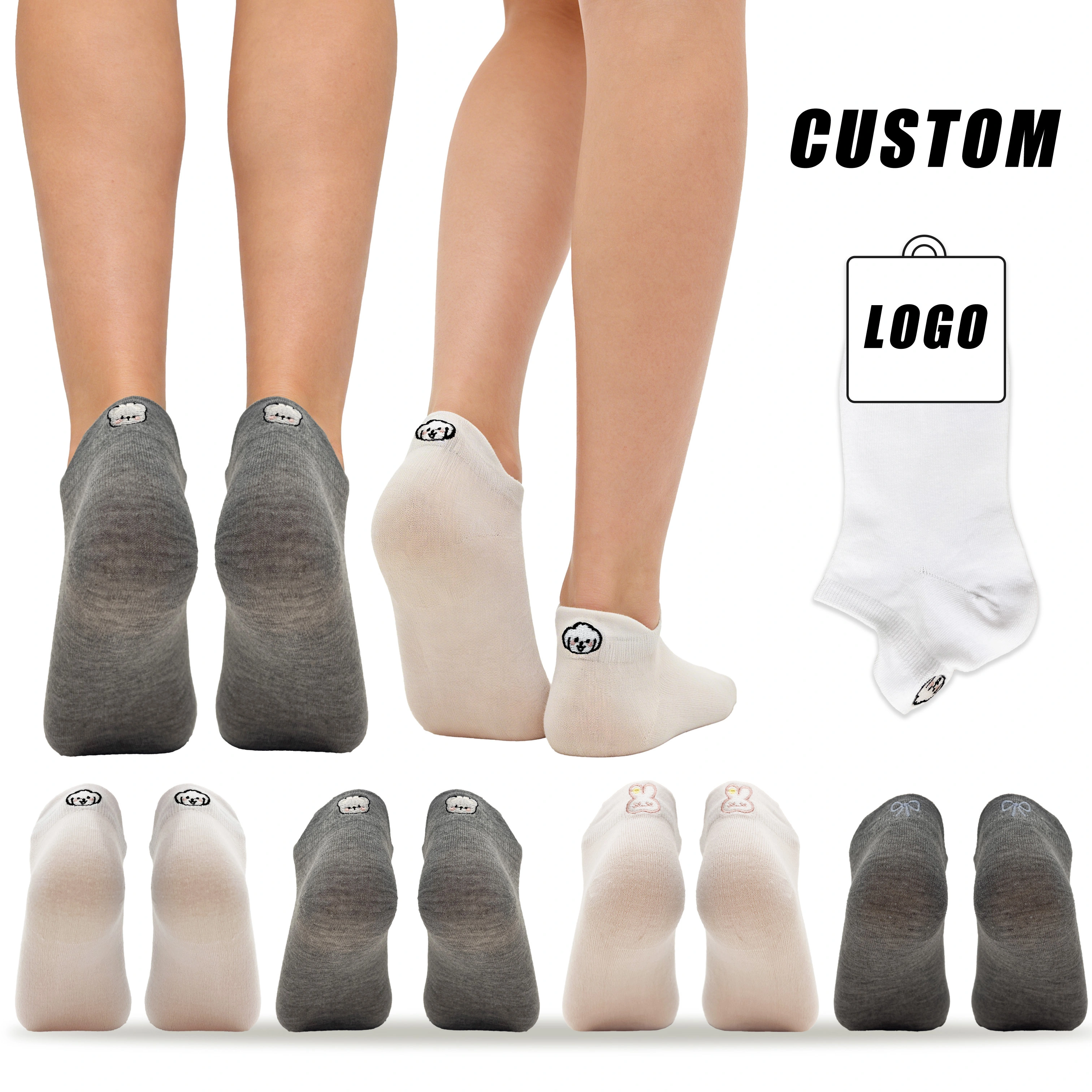 Custom Women's Embroidered Knitting Socks Ankle Socks for Summer Spring Daily Wear HY-W-117 1