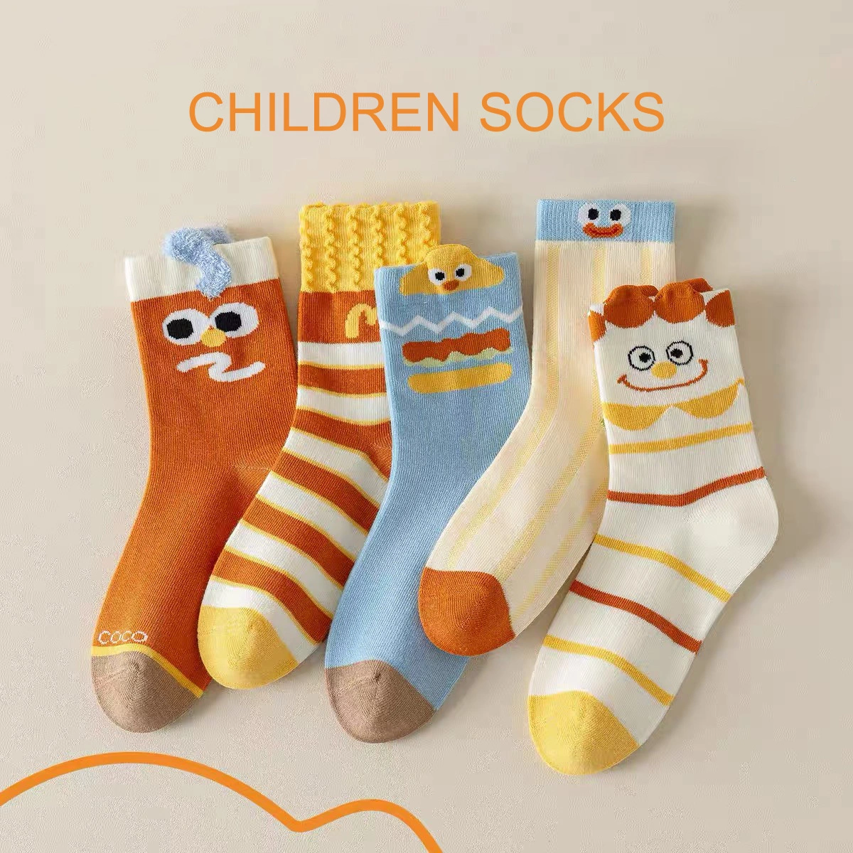 Оптовая продажа детских вязаных осенних носков на заказ, дышащие носки средней высоты HYC-125 1
