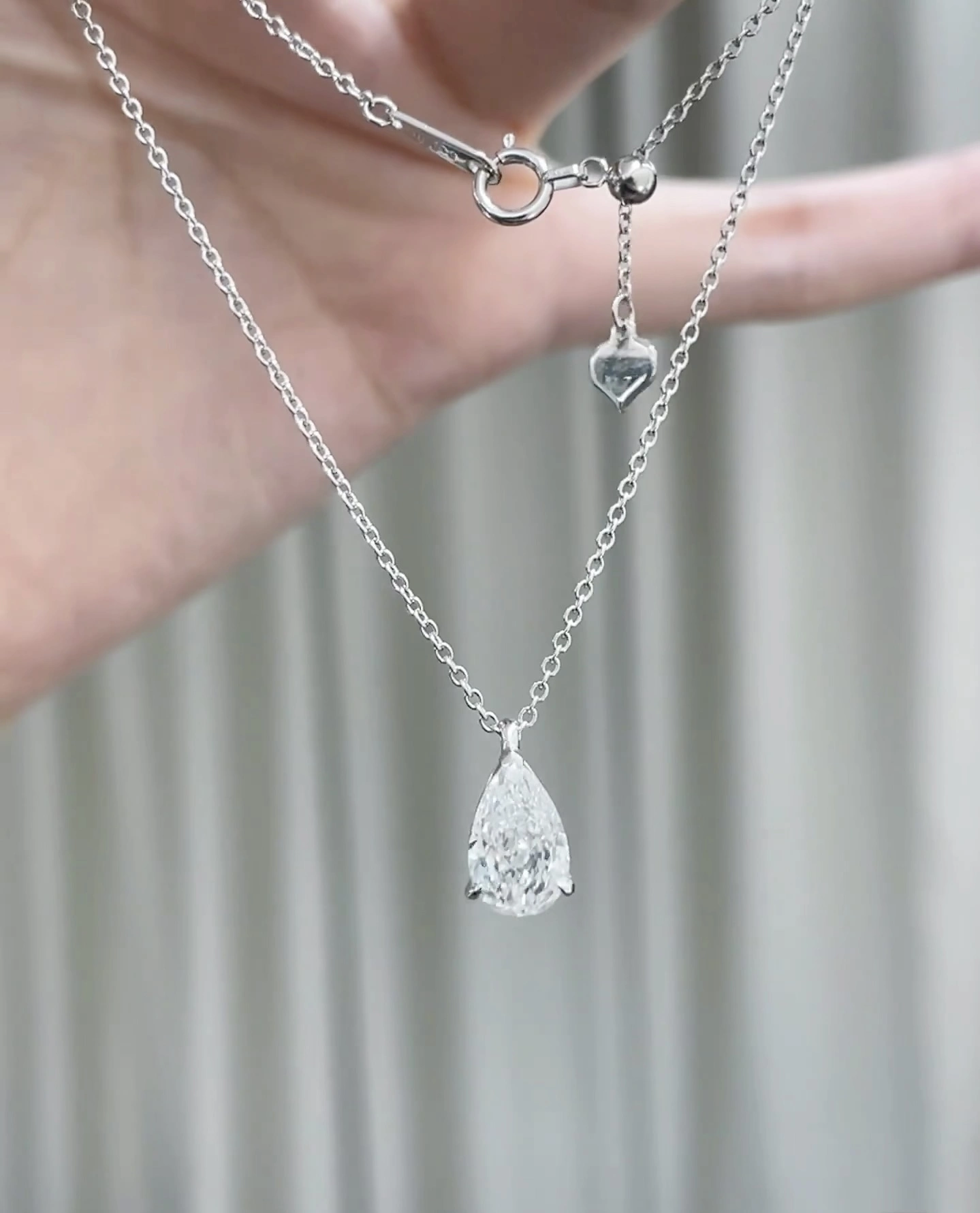 18K White Gold Lab Diamond Necklace 1.5ct Pear Lab Diamond Necklace Customized necklace with IGI certificate 1
