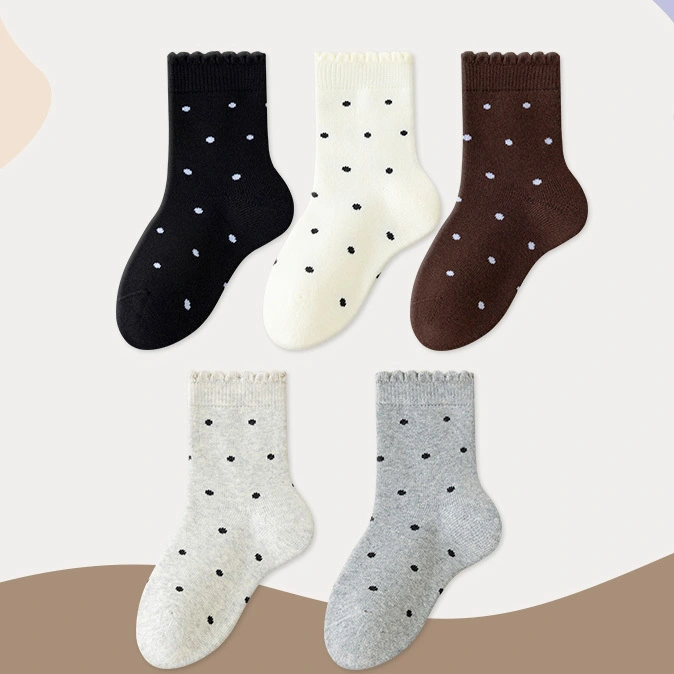 Оптовая продажа детских вязаных носков в горошек, утолщенных, из махровой ткани, теплых, для зимы HYC-130 1