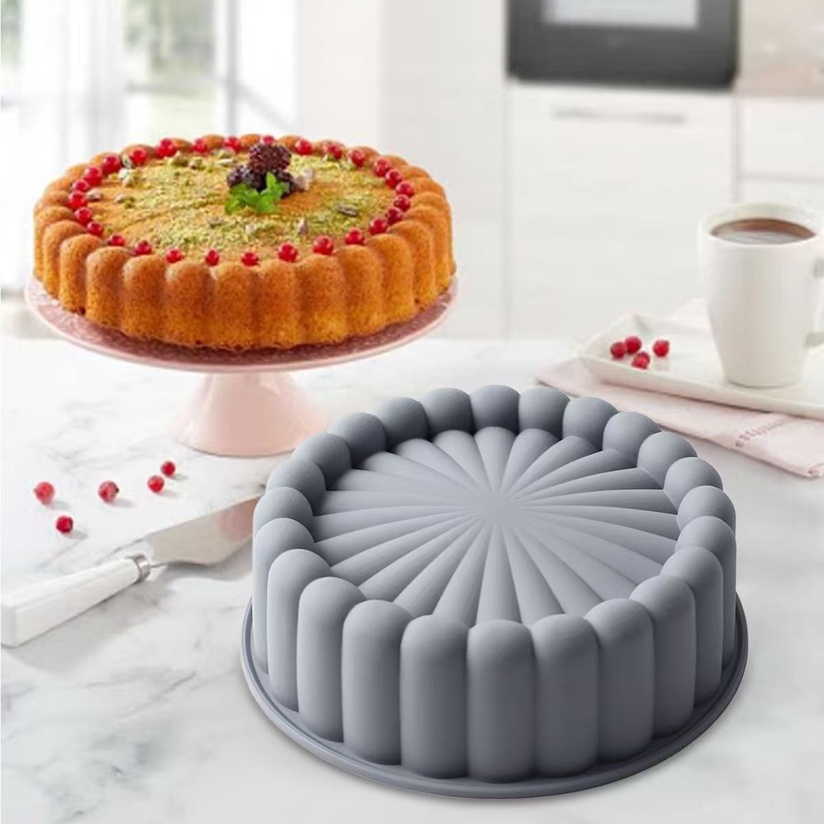 Create Amazy 3D sunflower cakes with this flexible, food-grade silicone mold—engineered for non-stick release and even baking 4
