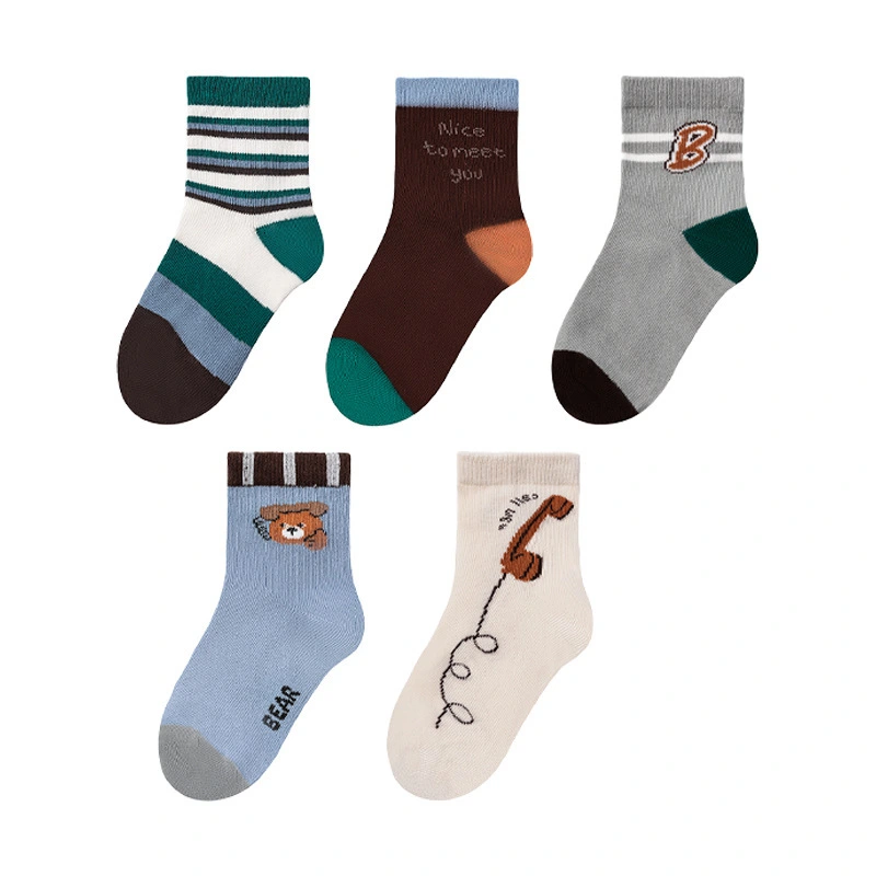 جوارب أطفال محبوكة بالجملة للأولاد، 5 أنماط، جوارب خريفية، جوارب قابلة للتهوية HYC-131 1