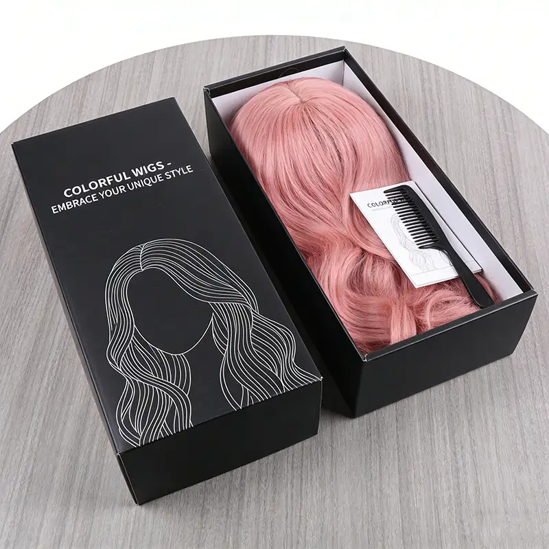 علبة شعر مستعار فاخرة قابلة للطي، صلبة، قابلة للتخصيص، مغناطيسية، بألوان مخصصة، للبيع بالجملة، علب هدايا لتغليف الشعر، طباعة بارزة بالأشعة فوق البنفسجية 1