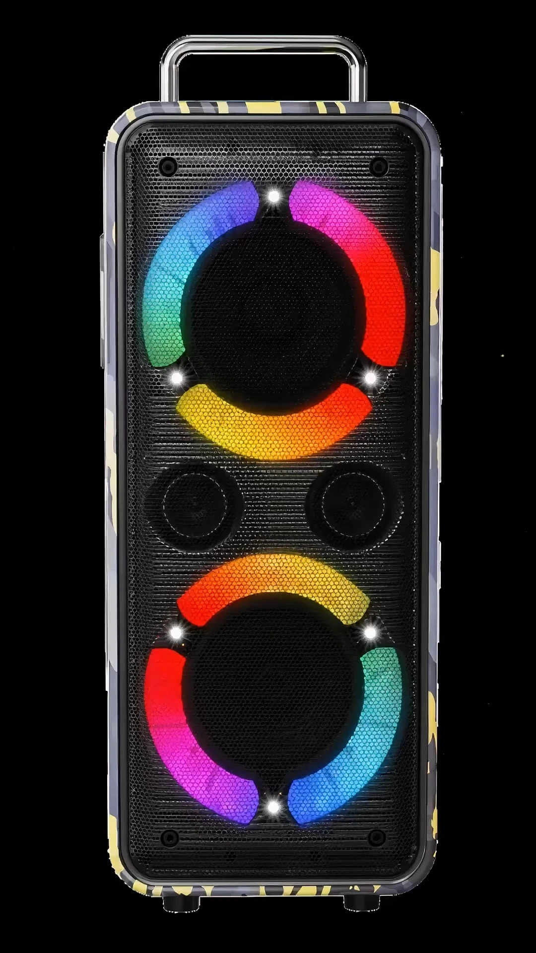 ลำโพงปาร์ตี้ 120 วัตต์ พร้อมวูฟเฟอร์คู่ขนาด 8 นิ้ว และไฟแบบเลื่อน | Deluxe AV AP-2811 1