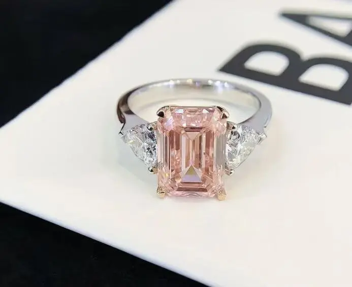 18K White Gold Lab Grown Pink Diamond Emerald Cut Engagement With IGI Certified 1
