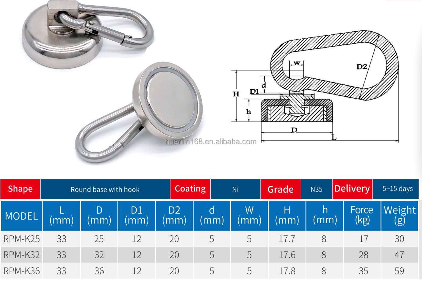 Powerful neodymium magnetic hooks with heavy load capacity. No drilling required, rustproof and reusable. Perfect for organizing items on metal walls, refrigerators, lockers and tool cabinets.