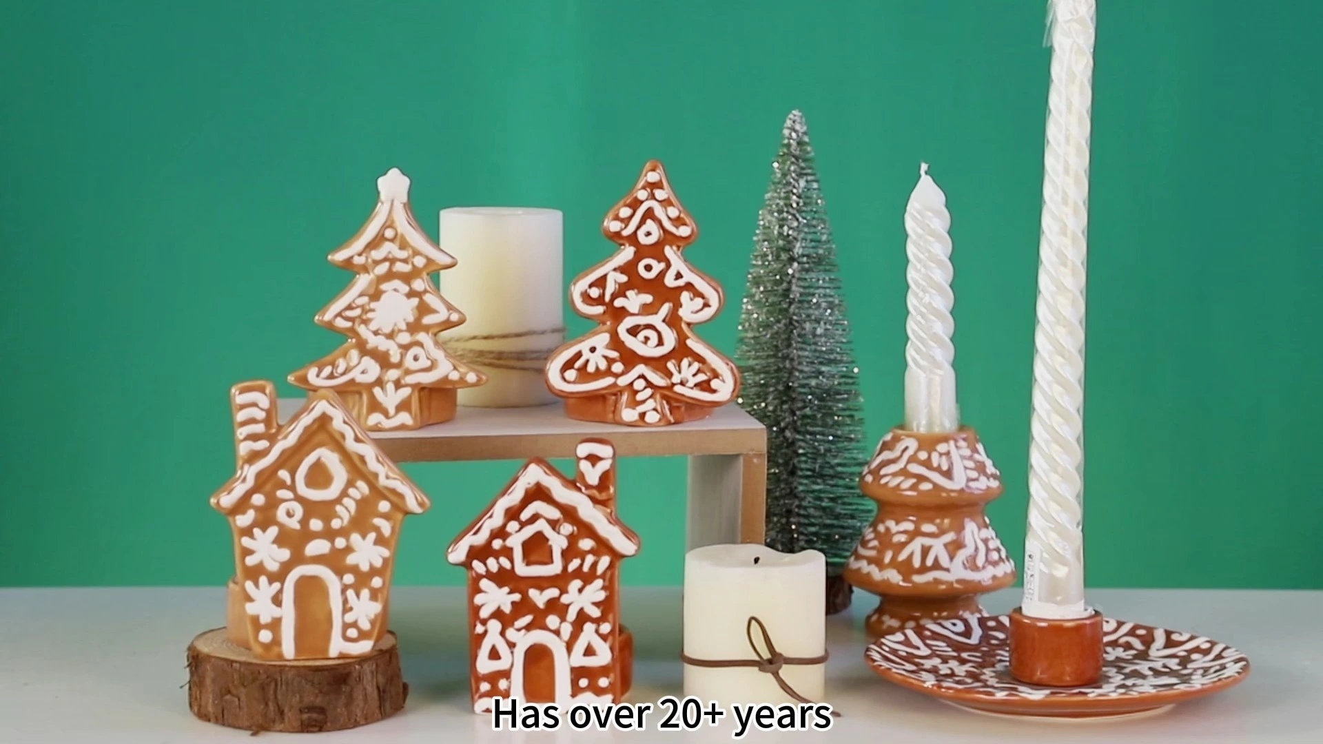 Gingerbread House & Tree Shaped Ceramic Candle Holder | Creative Ginger Decor for Home & Christmas 1