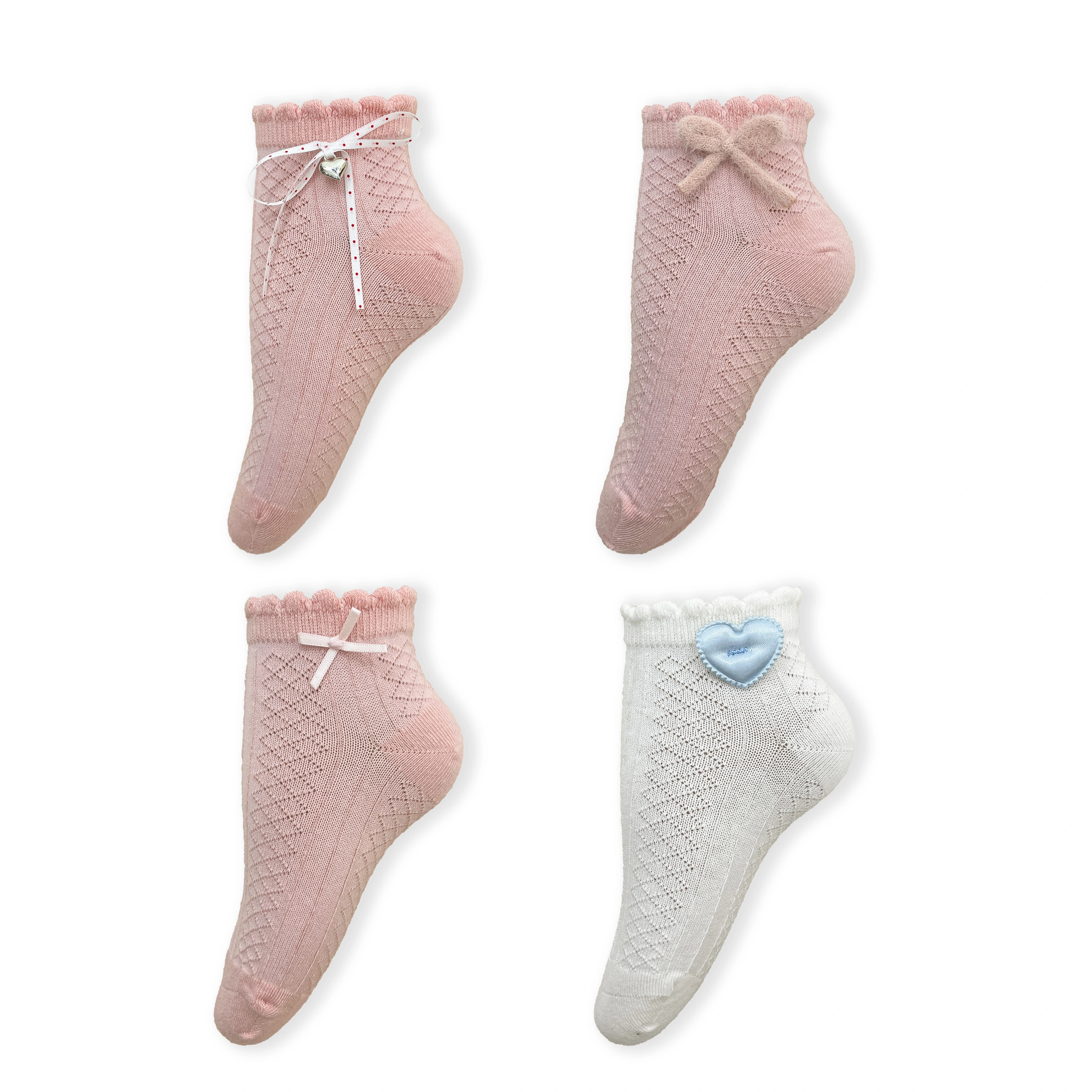 Chaussettes tricotées respirantes à volants pour enfants, style mignon, avec nœud papillon, modèle HYC-140 1