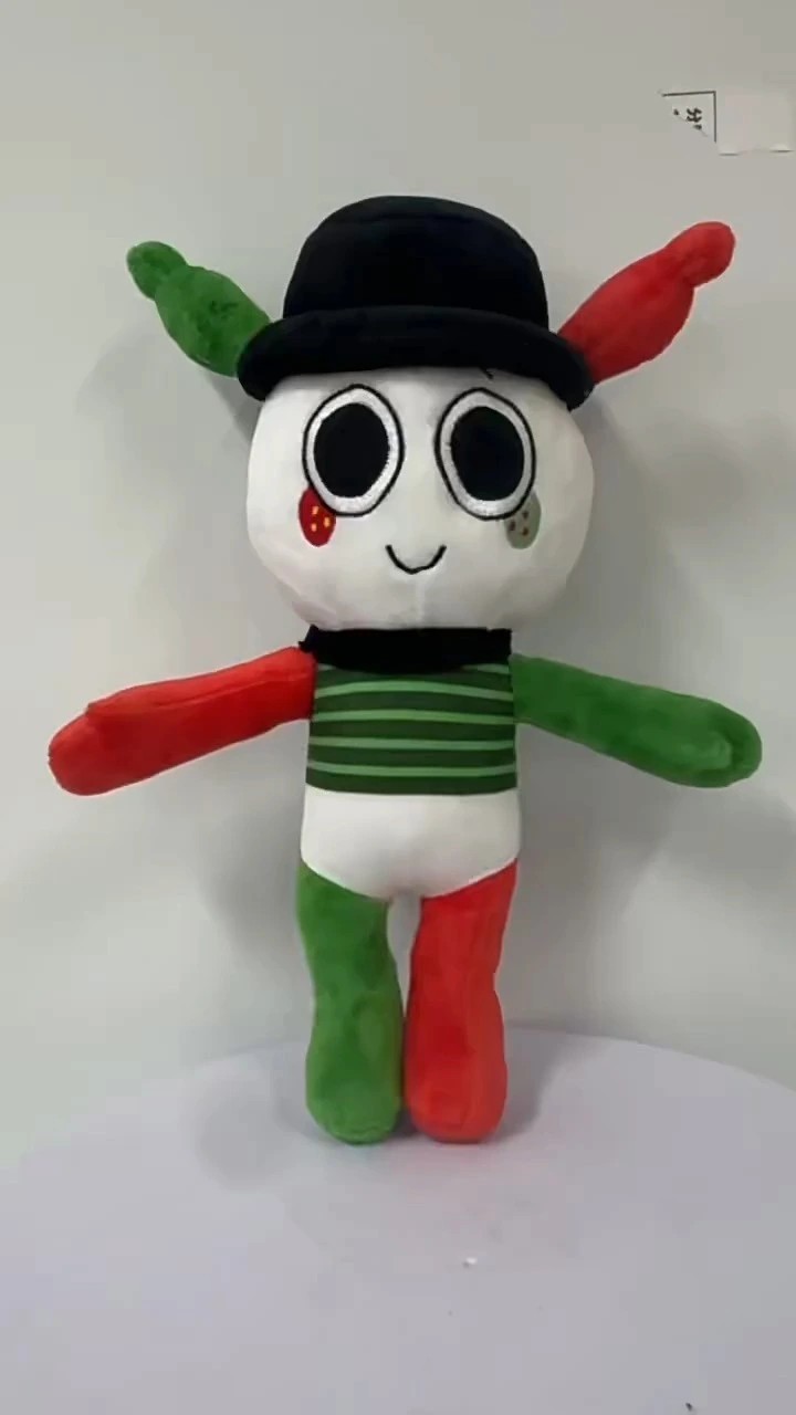 Colorful Clown Plush Toy 32cm Soft Stuffed Doll, Red & Green Asymmetrical Design, Ideal for Kids Play & Gifting 1