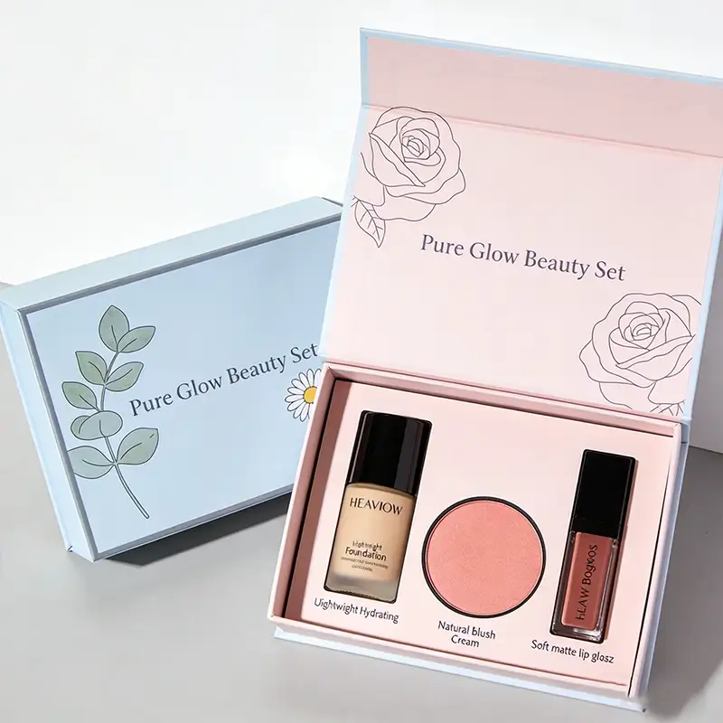 علب تغليف مربعة قابلة لإعادة التدوير، مطبوعة بتقنية الأشعة فوق البنفسجية، مبطنة بالحرير، علبة هدايا فضية لمستحضرات التجميل 1