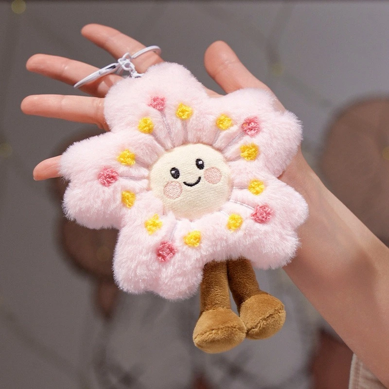 Kawaii Blossom Plush Pendant 17cm Premium Fleece Keyring, Brown Legs & Metal Clasp, Perfect for Daily Carry & Small Accessory 1