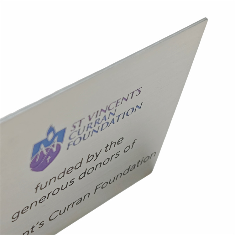 Custom Stainless Steel Nameplates – Brushed Finish with Precision Multi-Color Infill Technology 6