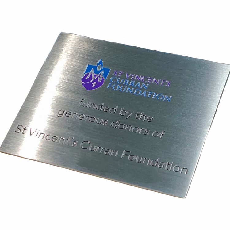 Custom Stainless Steel Nameplates – Brushed Finish with Precision Multi-Color Infill Technology 5