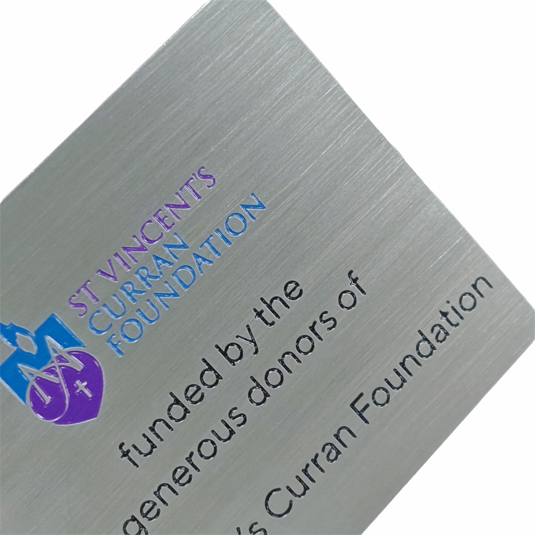 Custom Stainless Steel Nameplates – Brushed Finish with Precision Multi-Color Infill Technology 3