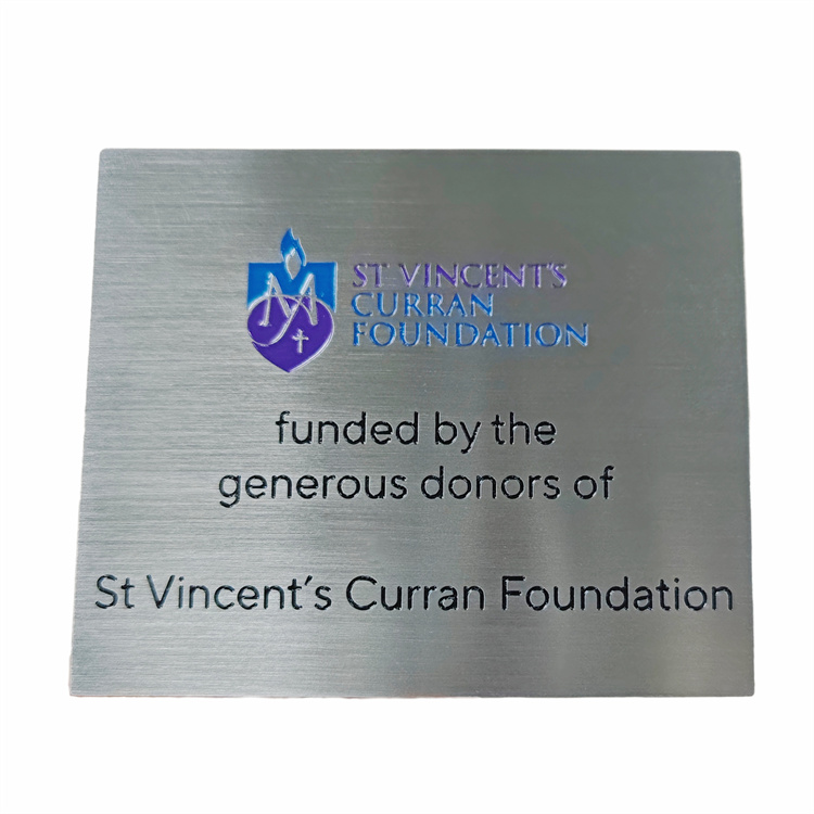 Custom Stainless Steel Nameplates – Brushed Finish with Precision Multi-Color Infill Technology 1