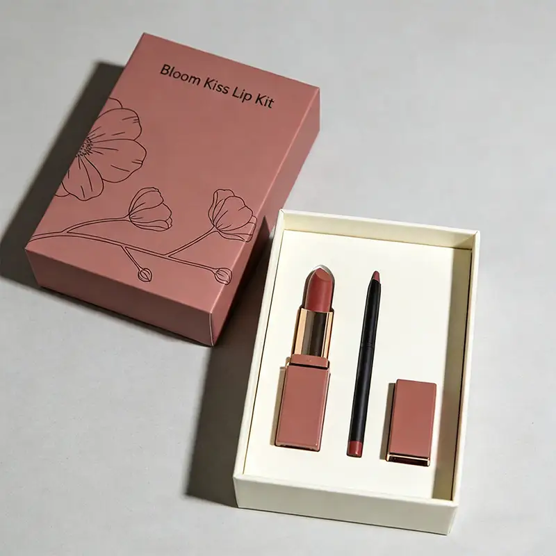 علب تخزين مستحضرات التجميل القابلة لإعادة التدوير والمصممة حسب الطلب، مزودة بدرج، لتغليف أحمر الشفاه، مصنوعة من الكرتون المموج، علبة هدايا 1