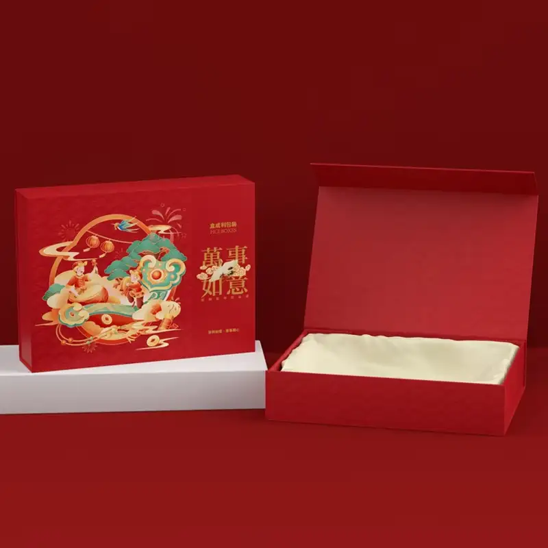 علبة هدايا فاخرة صديقة للبيئة، مصنوعة من ورق فني مربع صلب، مختومة حرارياً، بغطاء مغناطيسي، مع شعار مخصص، مع حشوات داخلية. 1