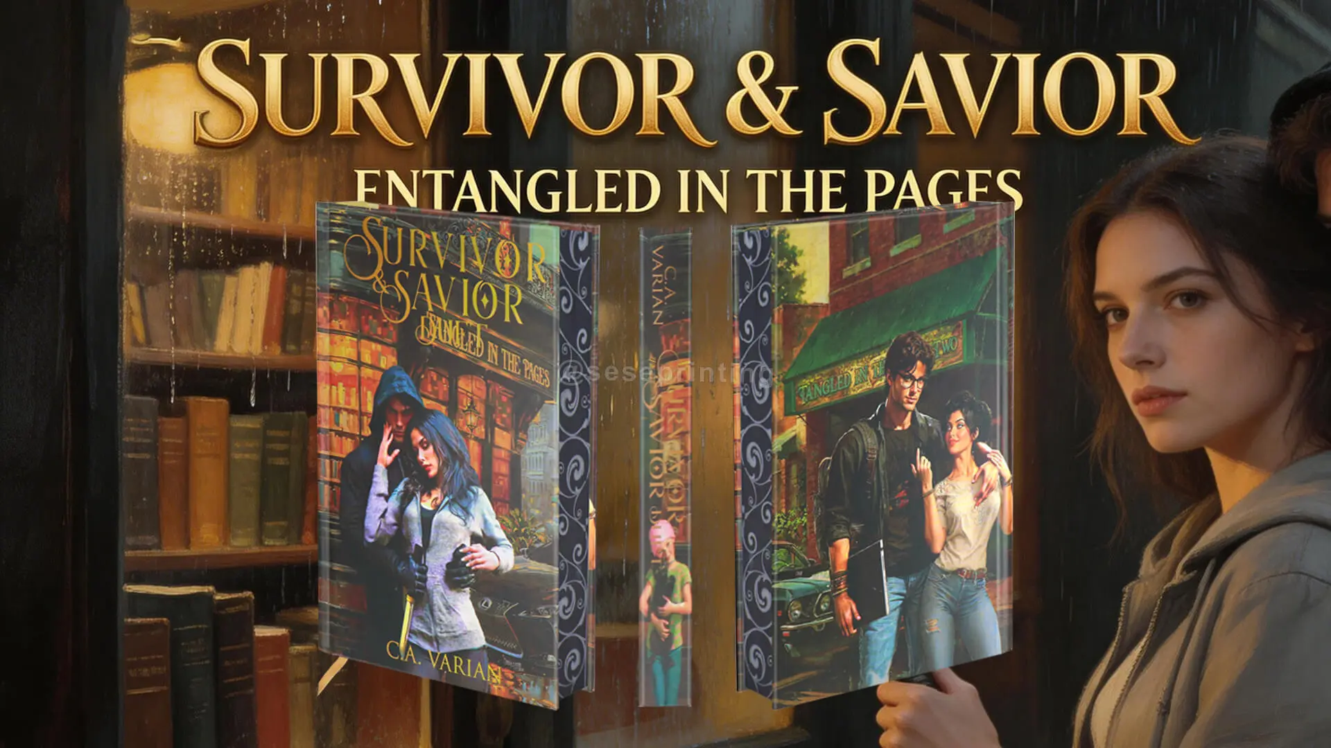 Speziell angefertigtes Buch, bedruckt mit schwarzem Hintergrund und weißer Schrift, Goldfolienumschlag und lackierten Kanten. 1