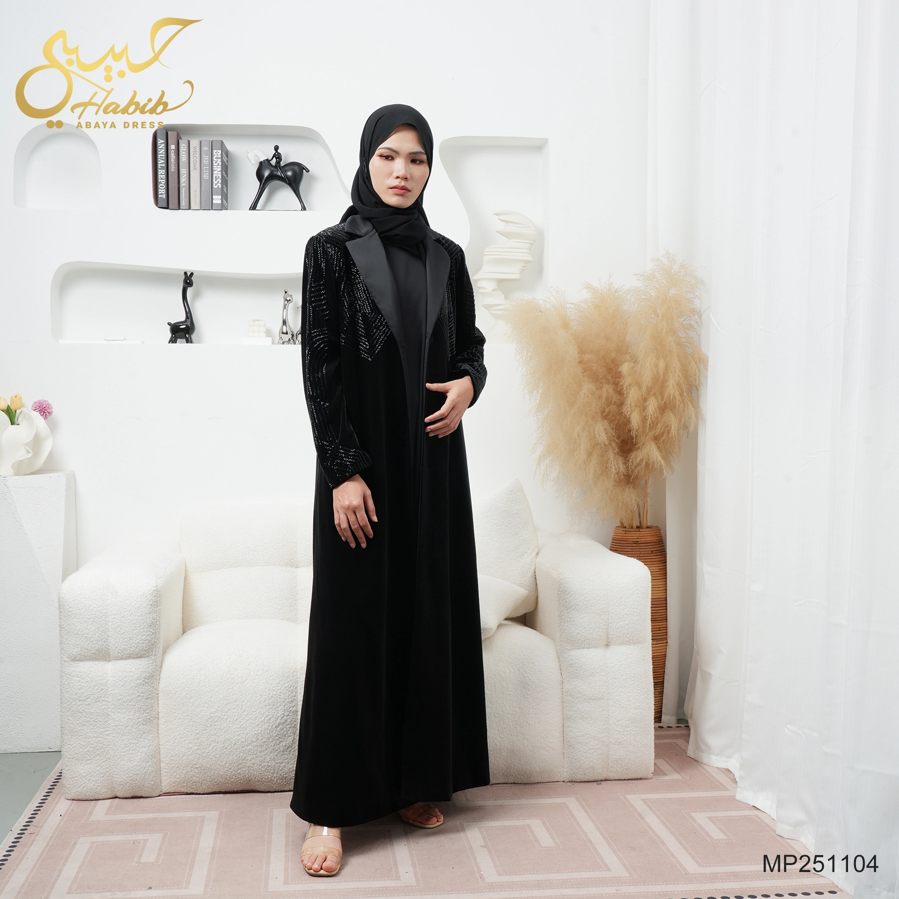 Muslim Women's Winter Velvet Abaya Coat – Single Piece （Long Cardigan/Robe） 1