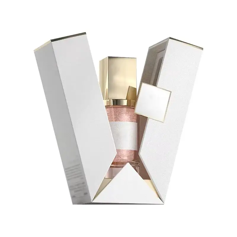 علب تغليف مستحضرات التجميل مربعة الشكل مصنوعة من ورق مقوى قابل لإعادة التدوير، بشعار مخصص، بتصميم بابين، للعناية بالبشرة، عطر مطفي 1