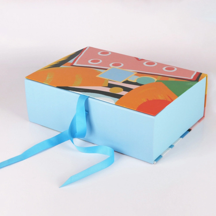 Scatola pieghevole geometrica azzurra 1