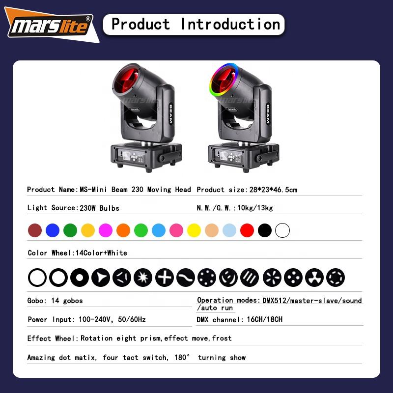 Beam 230 7r Cabeza Movil DJ Sharpy Light Moving Head Stage Light Mini Beam 7r Eu Moving Head Beam Light for Night Club Concert 3