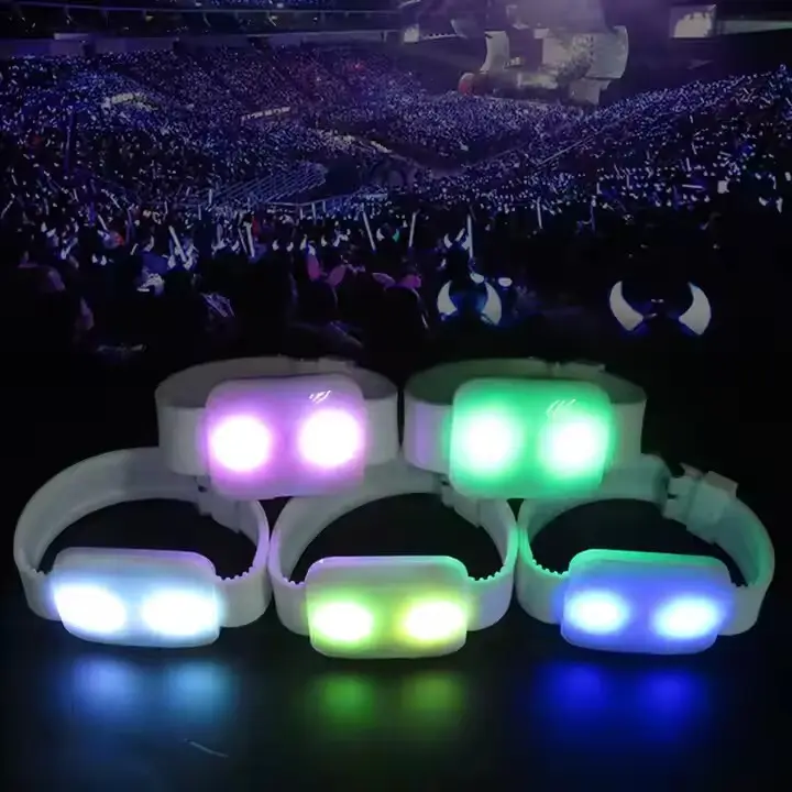 Multi color LED wristbands for concerts and live event crowd effects