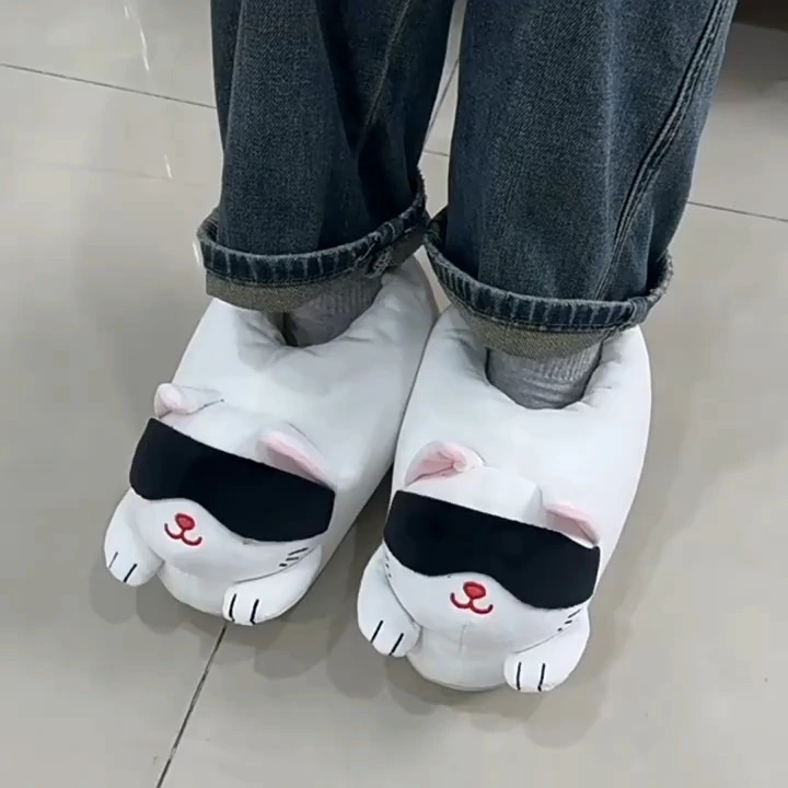 Pantuflas de gato ninja Kawaii (tallas 36-42 EU), forro polar premium, parte trasera cerrada, ideales para interiores y amantes de los gatos. 1