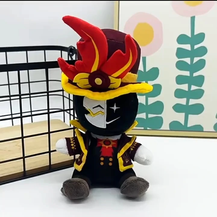 Peluche de mago enmascarado de 23 cm y 113 g, suave, con cara dividida y sombrero de copa, ideal para coleccionar y regalar. 1