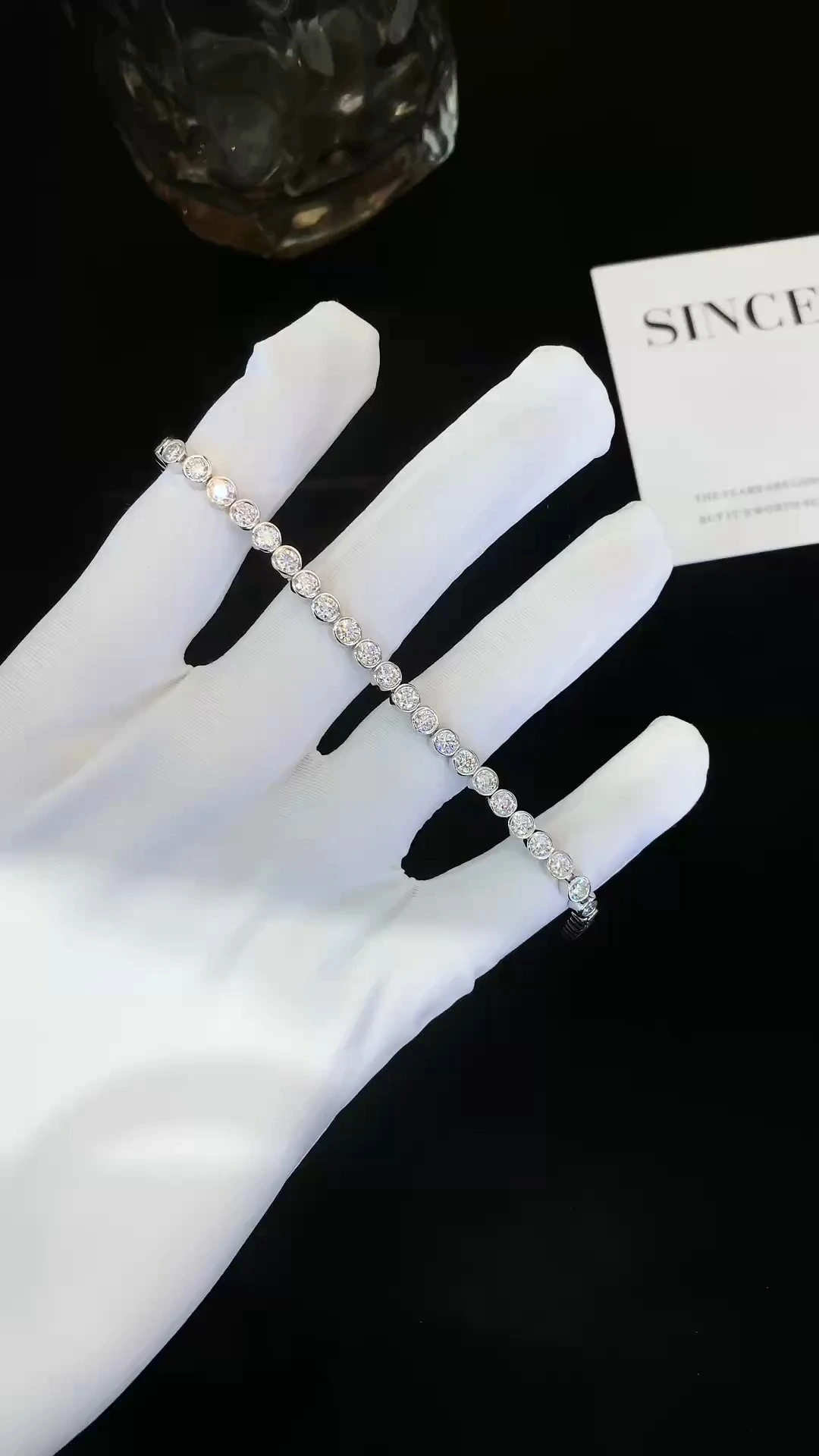 Wholesale 1mm 3mm Moissanite Tennis Chain 925 Sterling Silver Round Diamond Tennis Bracelet Hot Sale Women Men 1