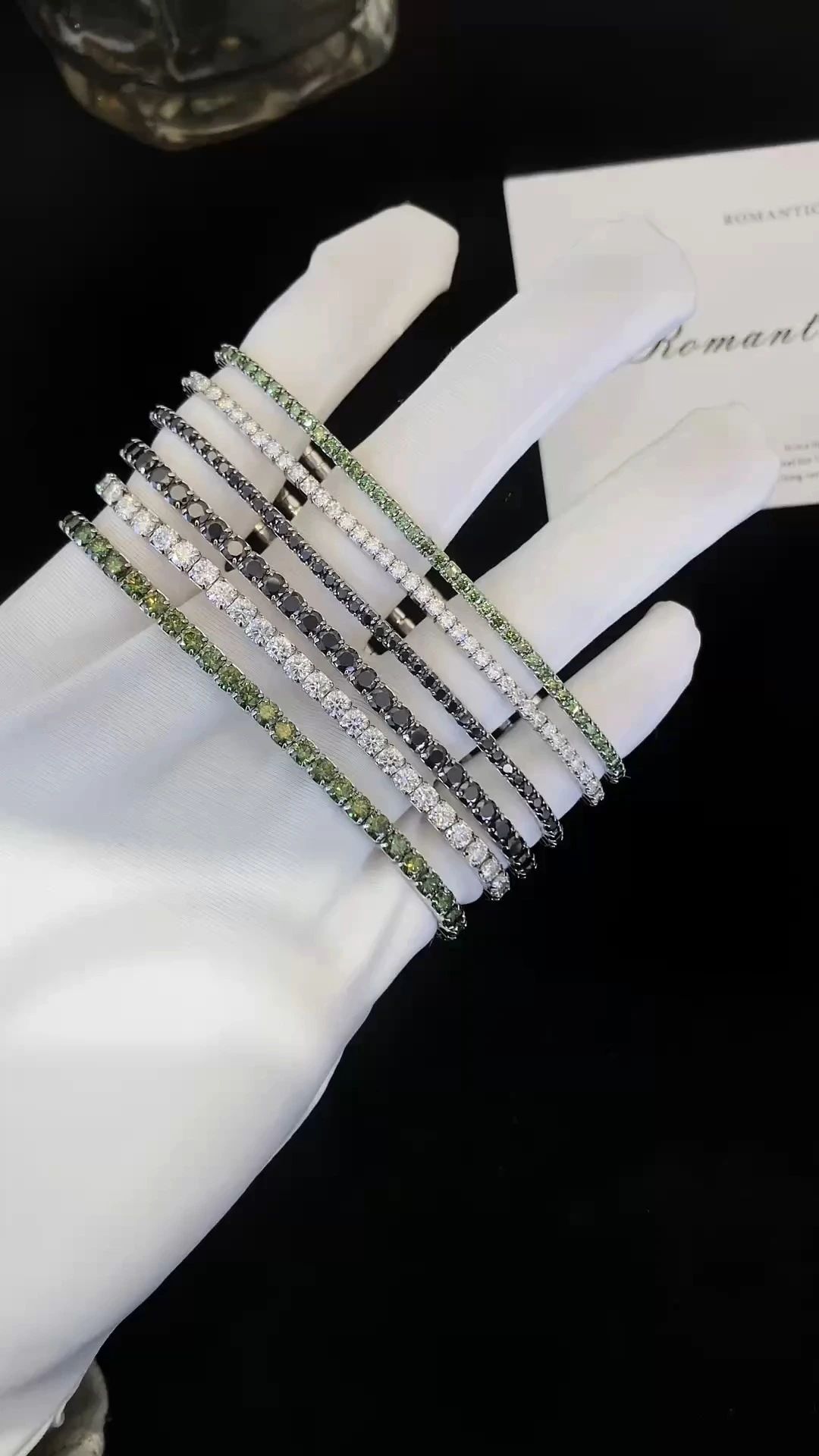 Wholesale Price Vvs Moissanite Diamond Full S925 Gold Plated Tennis Bracelet 2mm 3mm 4mm Black Green Moissanite Tennis Chain 1