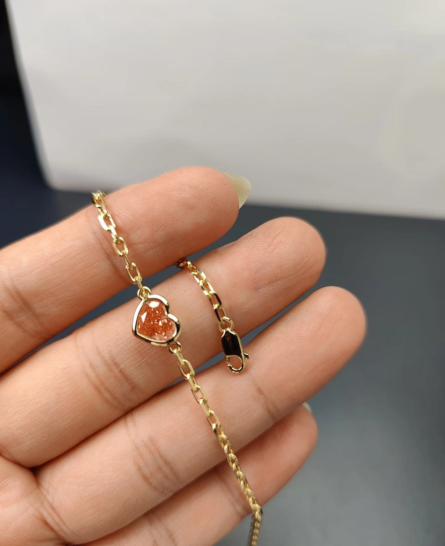 Sweetheart Sparkle: Pink Heart Lab Diamond Bracelet in Gold 1