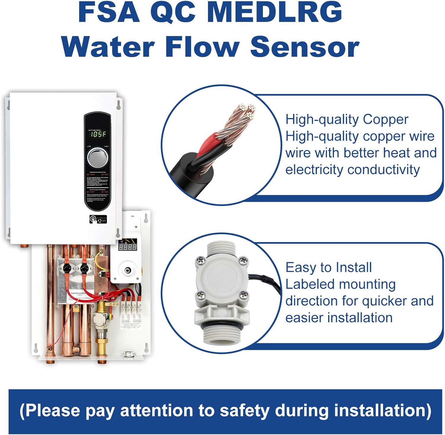 Pieza de repuesto FSA QC MEDLRG para Ecosmart, sensor de flujo para calentador de agua sin tanque ECO 18 24 27 3