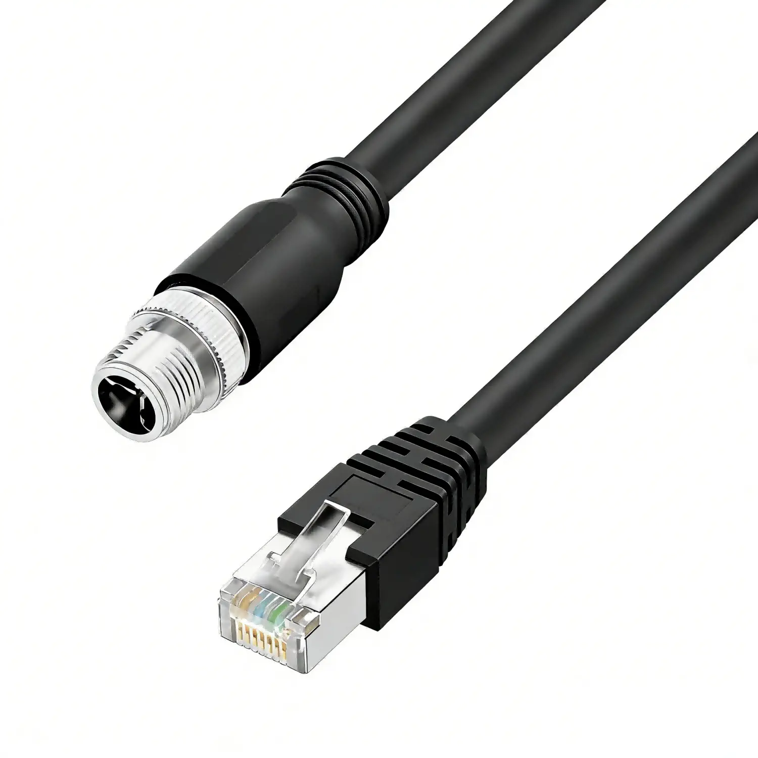 كابل رؤية 10GigE CAT6A RJ45 إلى M12 X-Type 8P قفل لولبي (1)