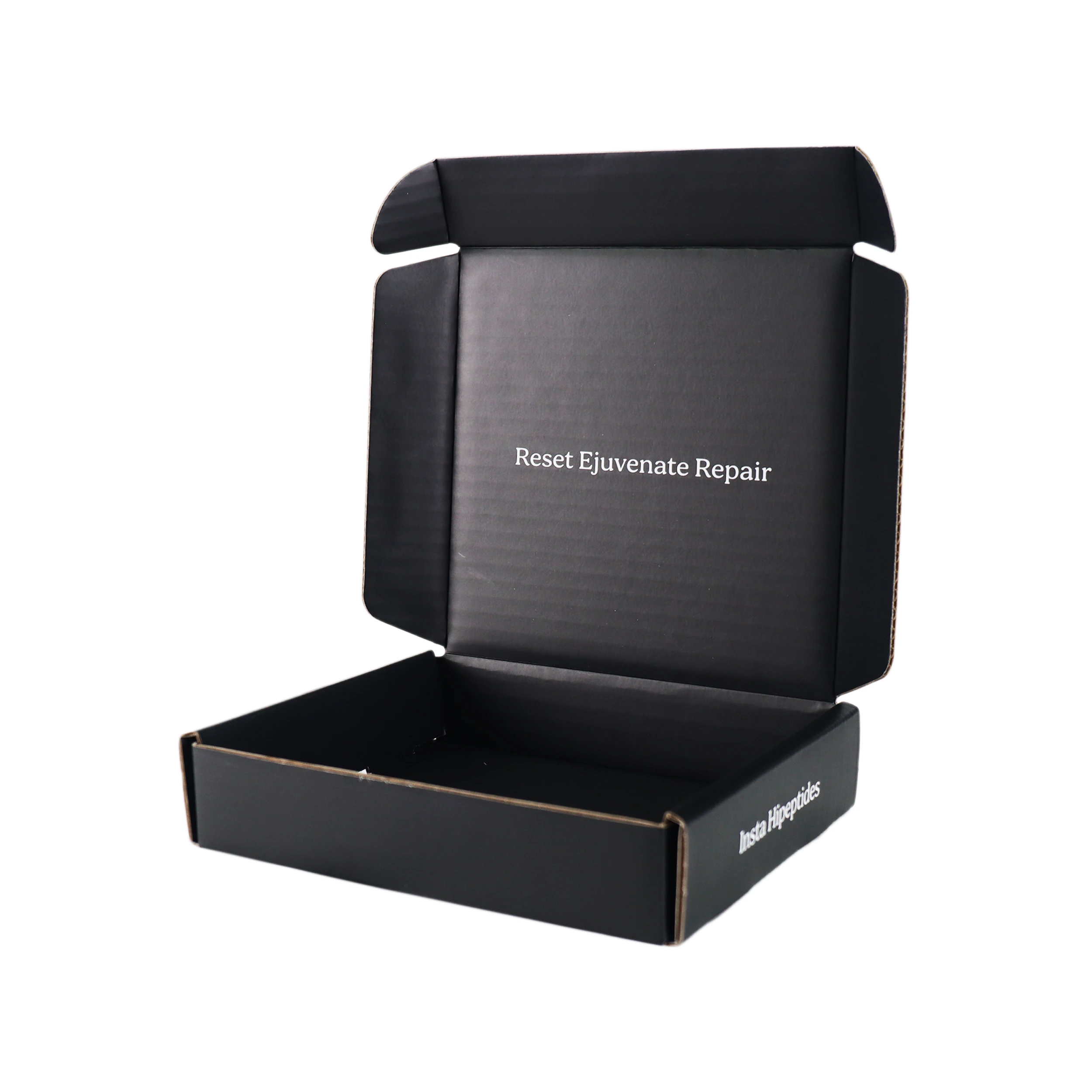 Cajas de correo para embalaje médico - Corrugado estilo avión con patrón UV y lámina dorada en relieve - Packshion Packaging 1