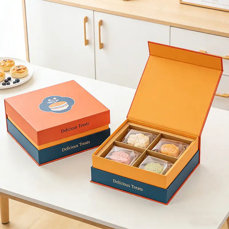 علبة هدايا طعام رأس السنة الصينية، قابلة لإعادة التدوير، بغطاء مغناطيسي، مغلفة بطبقة لامعة، من إنتاج شركة تشجيانغ للتغليف بالجملة. 1