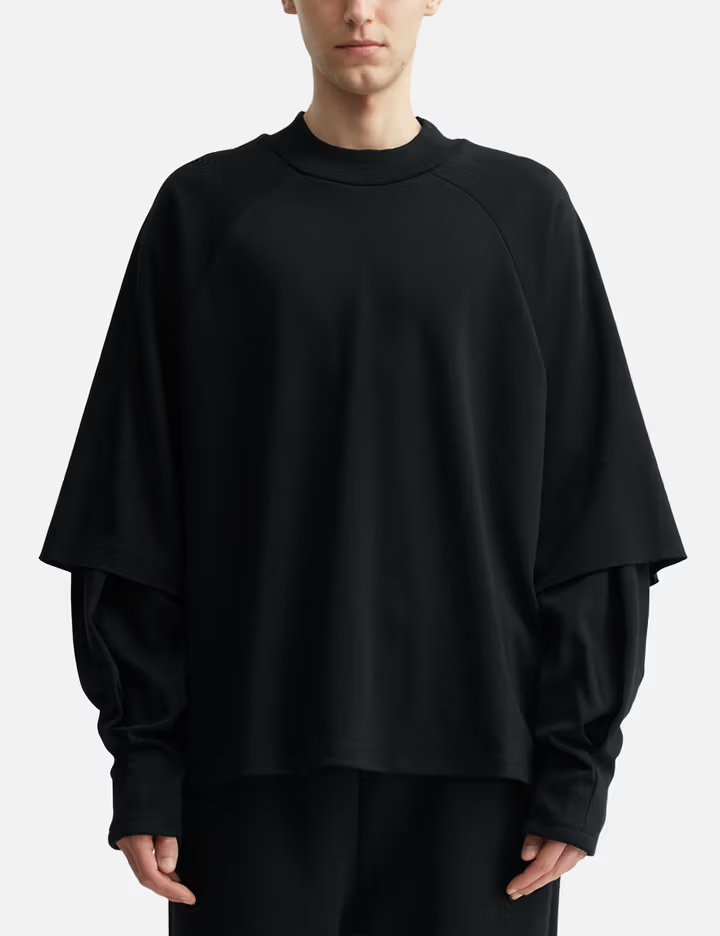 Oversized Herren-Langarmshirt aus 320 g/m² schwerer Baumwolle mit Raglanärmeln und plissierten Bündchen 1