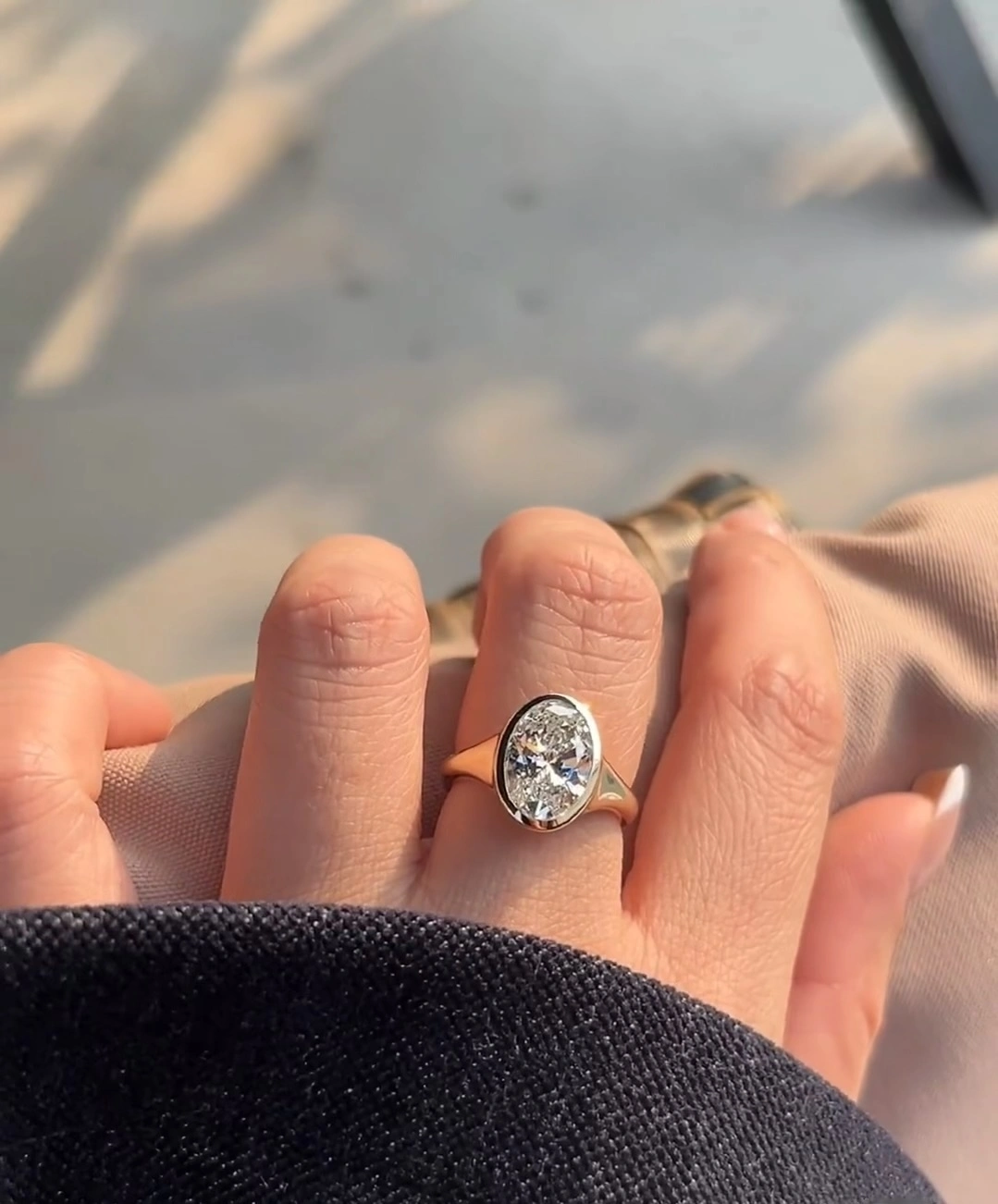 18K Custom Lab Diamond Ring 2ct Oval Bezel Set Customized engagement ring with IGI certification 1