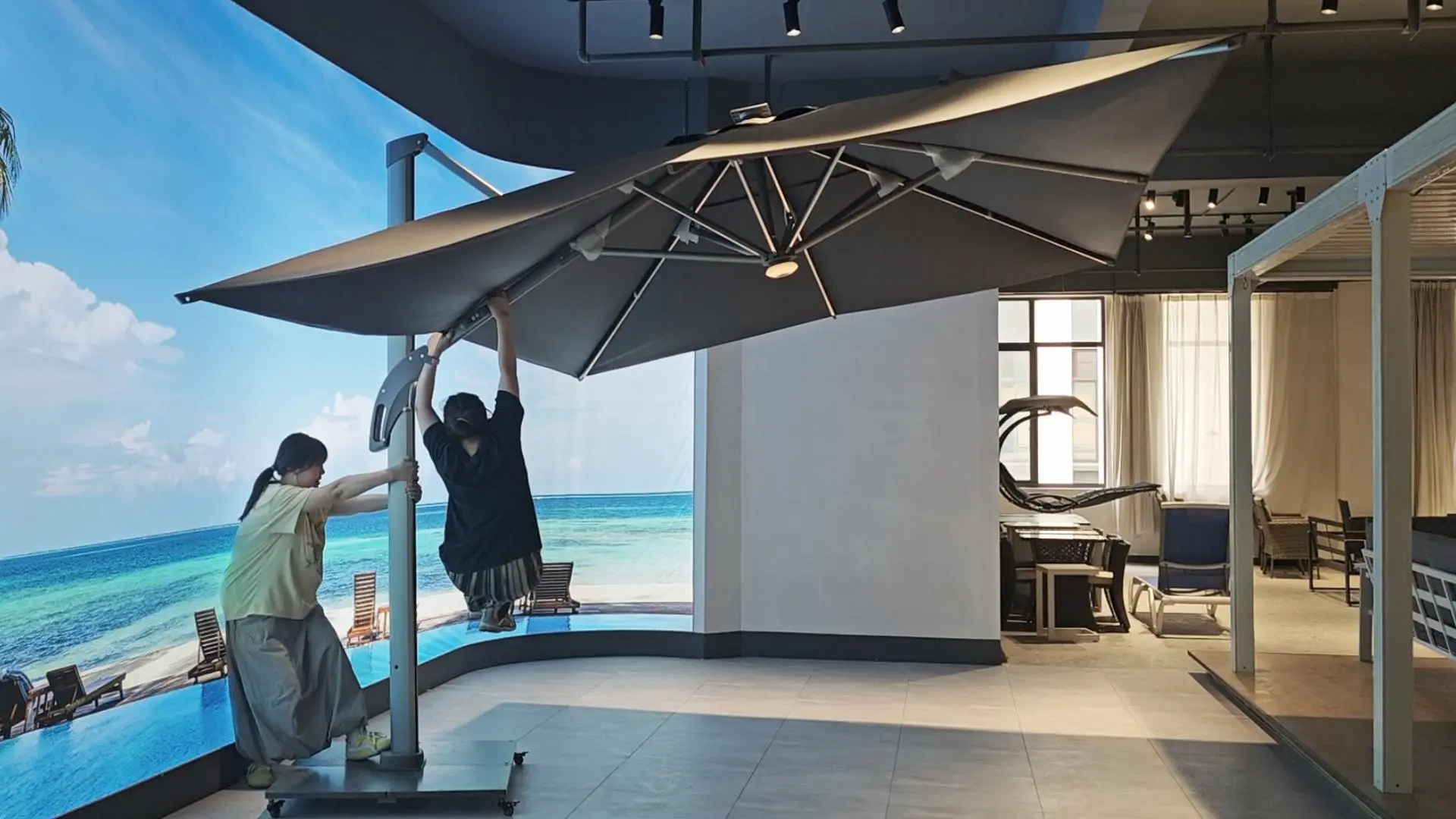 Waterproof Outdoor Garden Parasol And Stand Patio Umbrella With Base 1