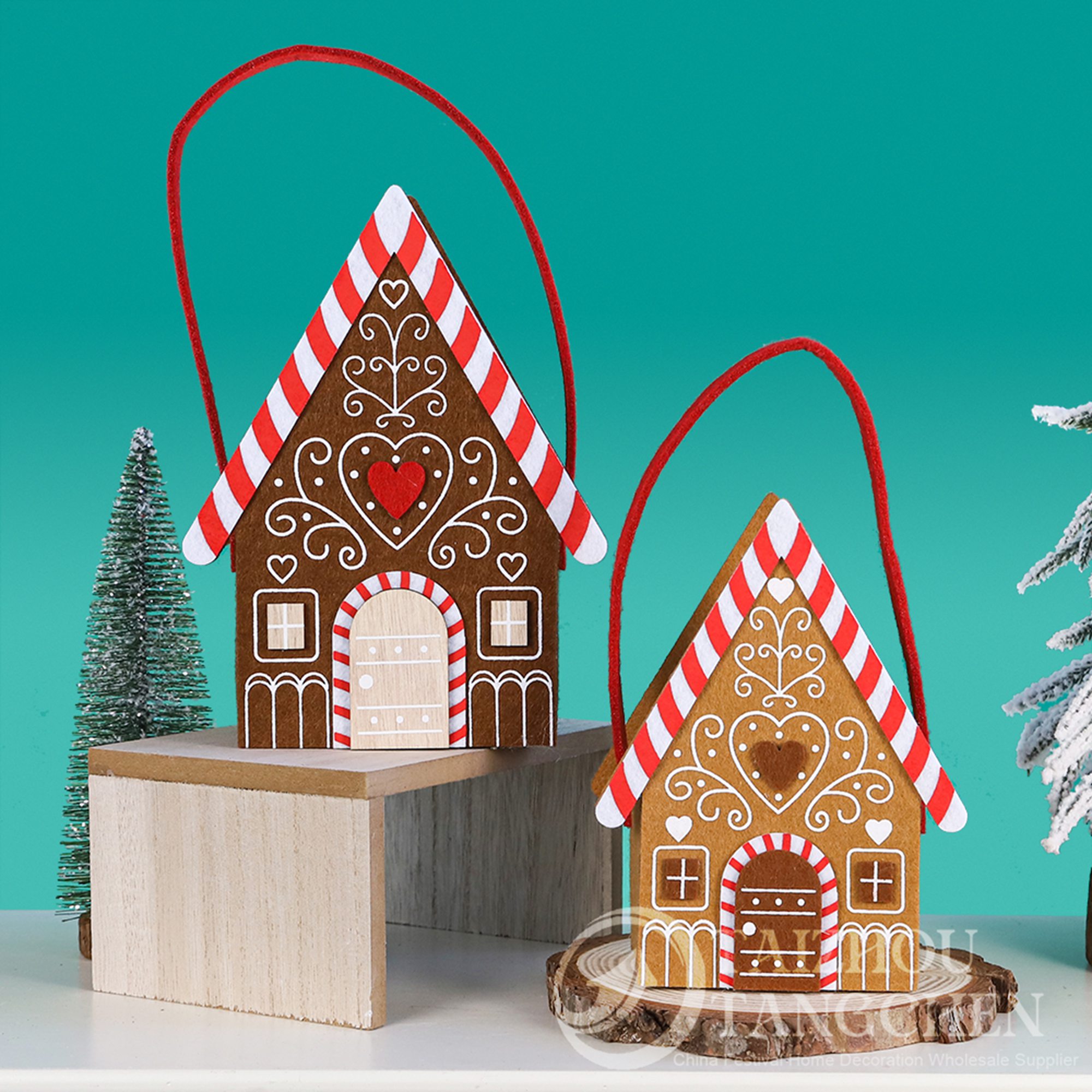 Bolsas de regalo navideñas con forma de casita de jengibre, dulces, recuerdos para fiestas y decoraciones navideñas. 9