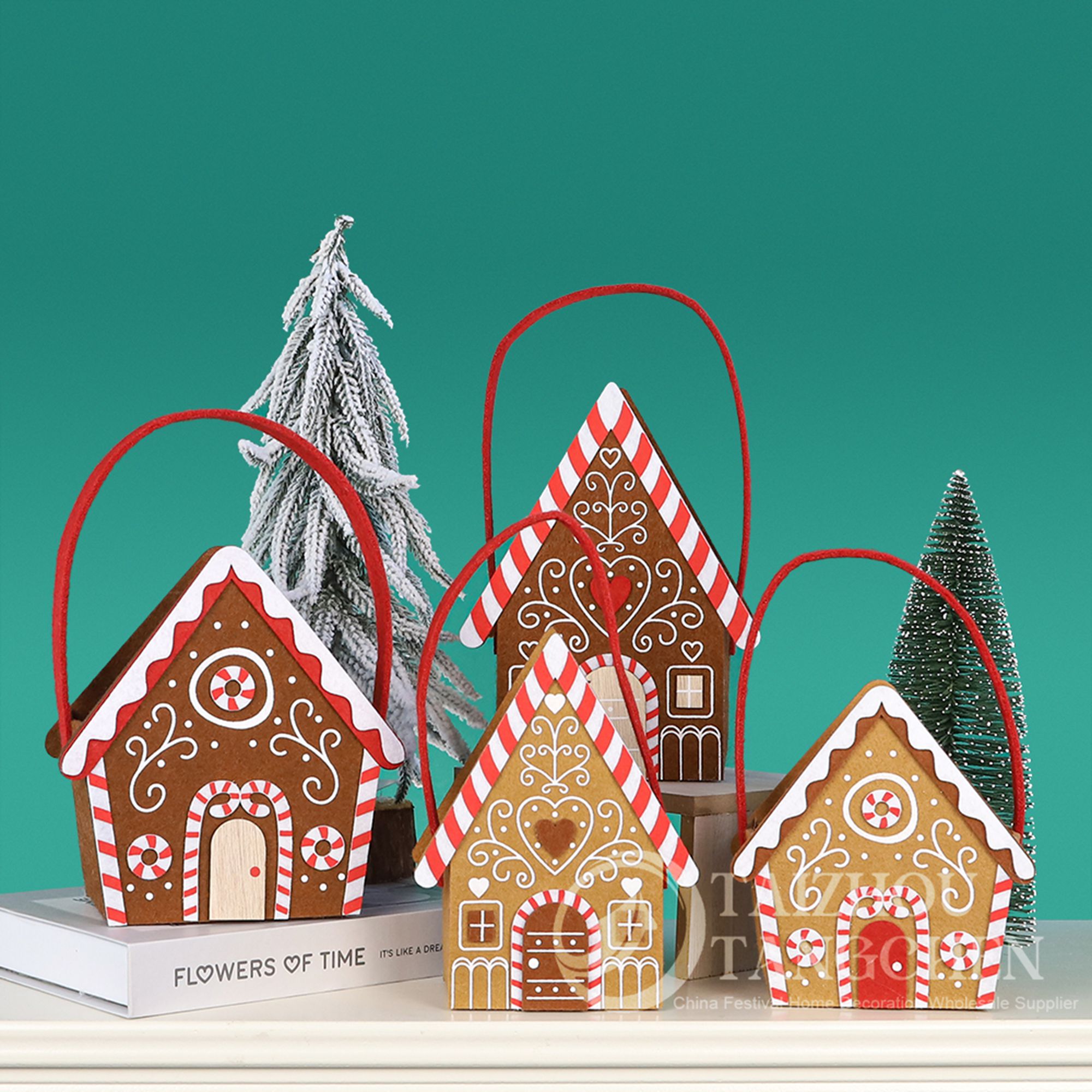 Bolsas de regalo navideñas con forma de casita de jengibre, dulces, recuerdos para fiestas y decoraciones navideñas. 6