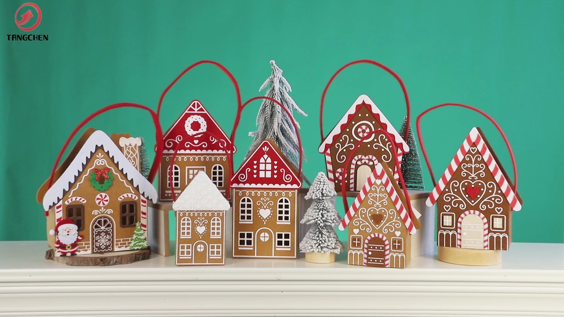 Bolsas de regalo navideñas con forma de casita de jengibre, dulces, recuerdos para fiestas y decoraciones navideñas. 1
