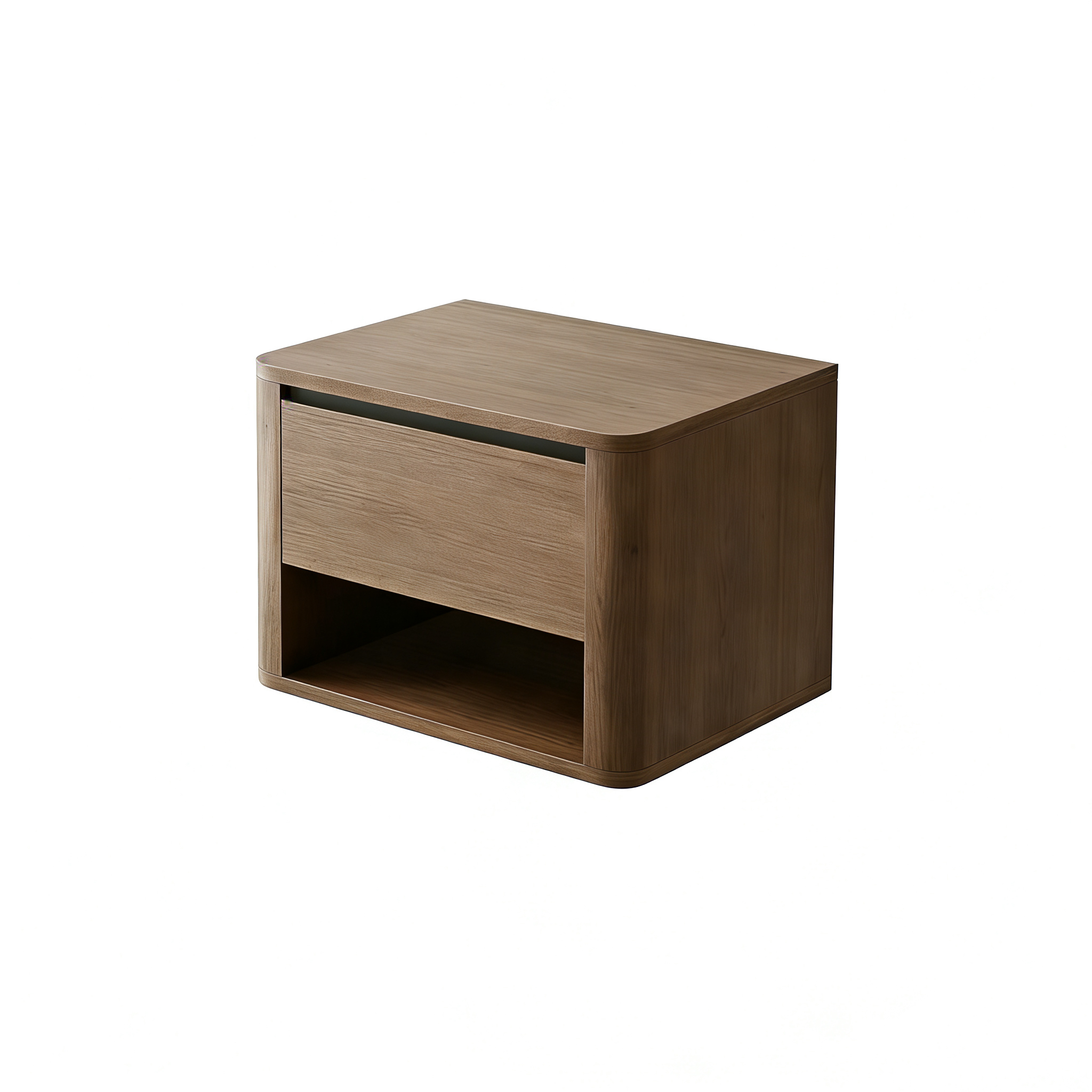 Hotel Bedside Table - Walnut Wood Finish with Storage Drawer | Modern Hotel Guest Room Bedroom Furniture A-1017 1