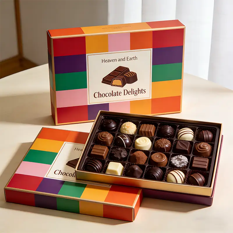 علبة هدايا شوكولاتة مربعة من الورق المقوى المموج القابل لإعادة التدوير، علب تغليف متينة، غطاء بشريط 1