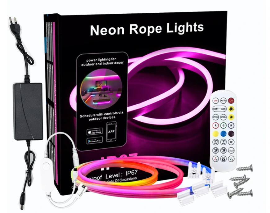 5m/10m Graffiti WiFi Silicone Flexible Multicolour Neon Strip Light Bluetooth Voice-Controlled Running Light Atmosphere Strip 1