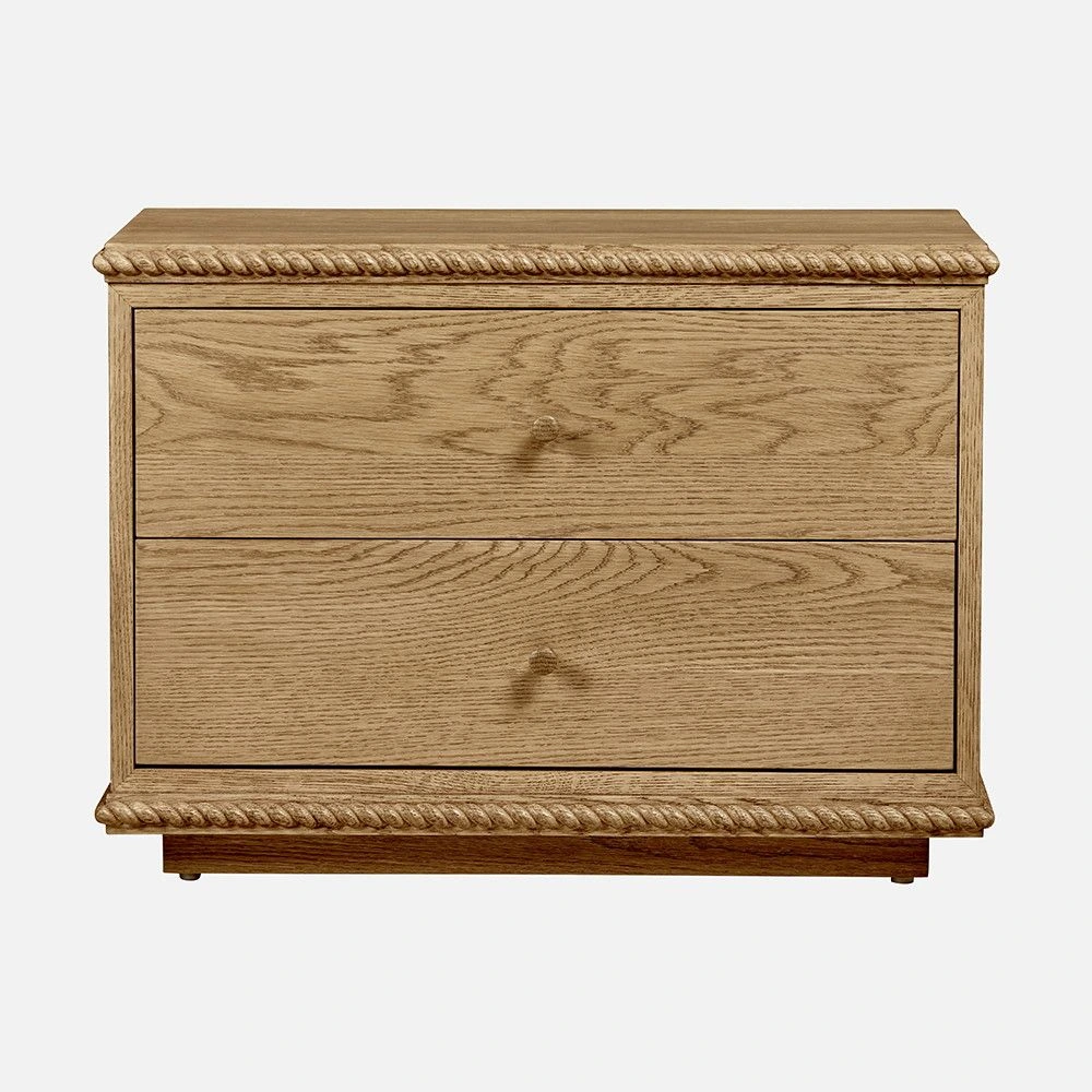 Hotel Bedside Table - Solid Wood with 2 Drawers | Classic Thread Detail Modern Hotel Guest Room Bedroom Furniture A-1018 1